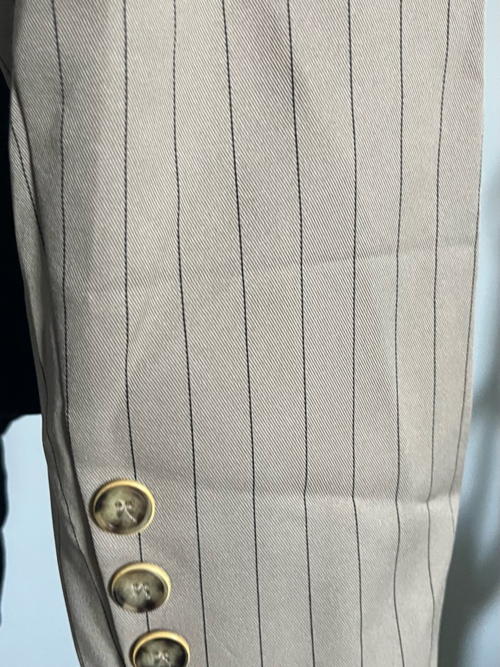 NWT Aaron & Amber Striped Beige Double-Breasted Women's Blazer - Picture 5 of 7